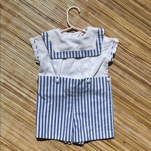 Lynley Designs Blue and White Striped Jumpsuit with Nautical Charm Vintage